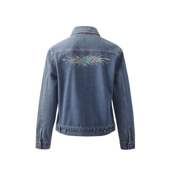 Christine Alexander Denim Jacket Women L Blue Vintage Western Rhinestone Bling - Picture 2 of 16